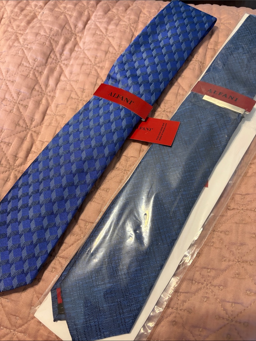 Alfani Blue Geometric Silk Tie Pair